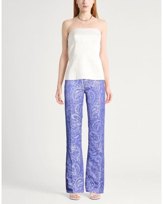 Etro Blue Pants Cotton, Linen
