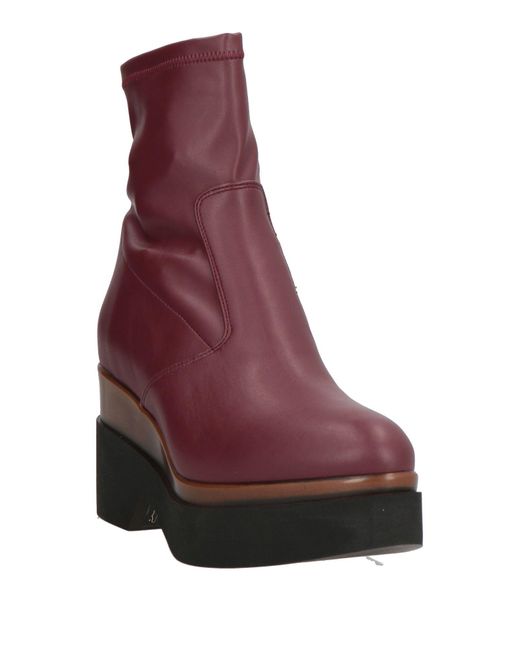 Lorenzo Mari Purple Burgundy Ankle Boots Textile Fibers