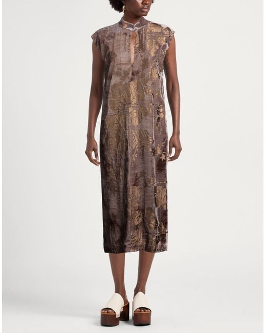 Gentry Portofino Brown Midi Dress Viscose, Silk
