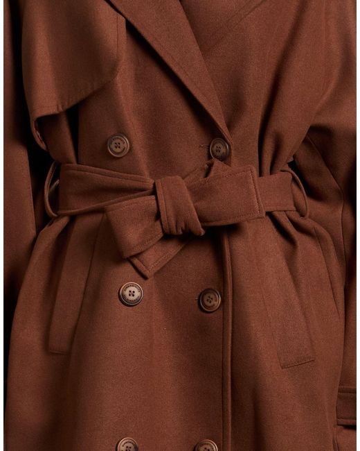 hinnominate Brown Coat Polyester, Viscose, Elastane