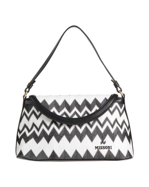 Missoni White Handbag Textile Fibers, Leather