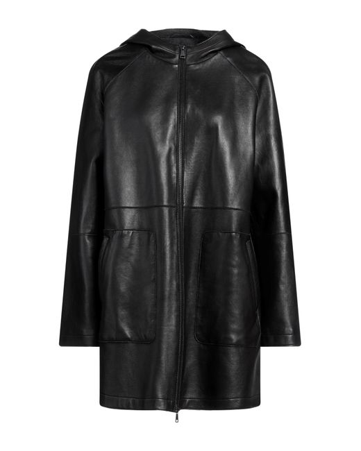 The Jackie Leathers Black Overcoat & Trench Coat