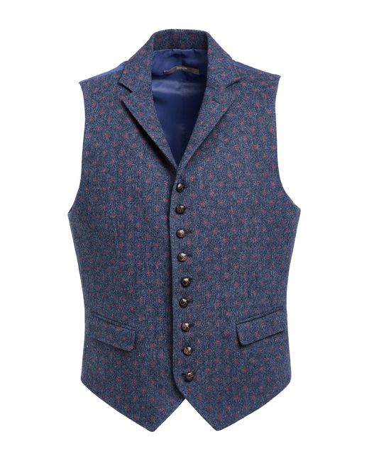 Paoloni Blue Tailored Vest Virgin Wool for men