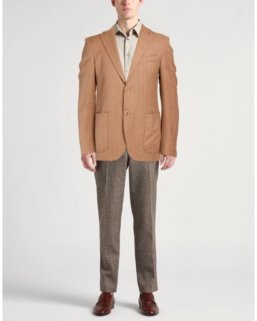 Barbati Brown Camel Blazer Viscose, Polyester, Elastane for men