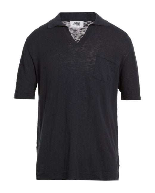 Alpha Studio Black Polo Shirts for men