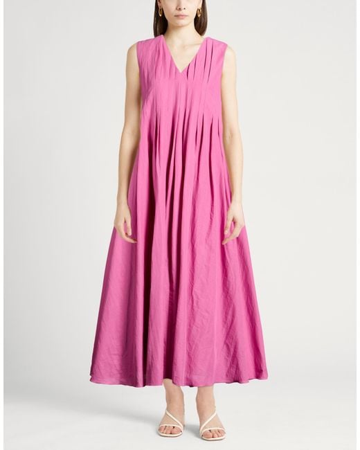 Max Mara Pink Maxi Dress Ramie, Cotton