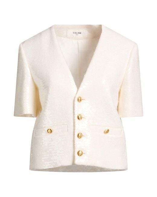 Céline White Jacket Wool, Mohair Wool, Polyamide