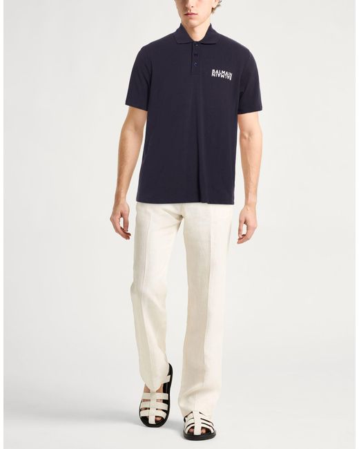 Balmain Blue Polo Shirt for men