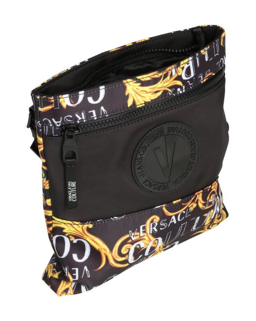Versace Jeans Couture Black Baroque Pattern-Print Shoulder Bag for men