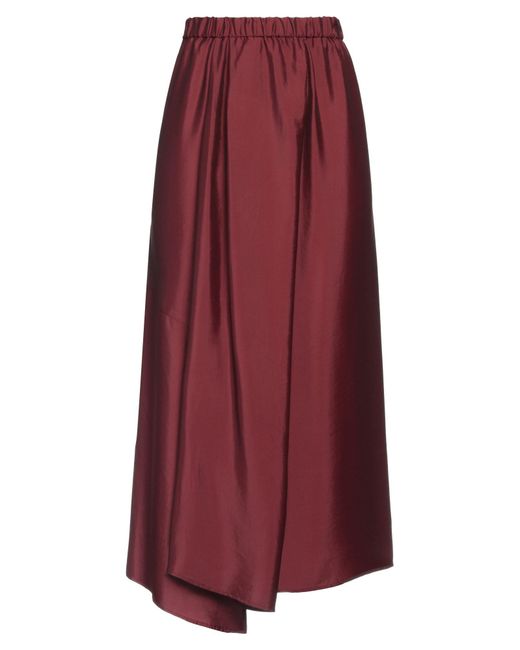 Christian Wijnants Purple Burgundy Midi Skirt Viscose, Silk