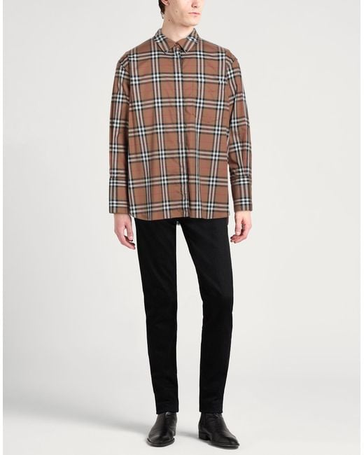Burberry Multicolor Camel Shirt Cotton, Elastane for men
