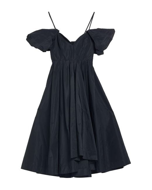 Pinko Blue Taffeta Sweetheart Neckline Midi Dress