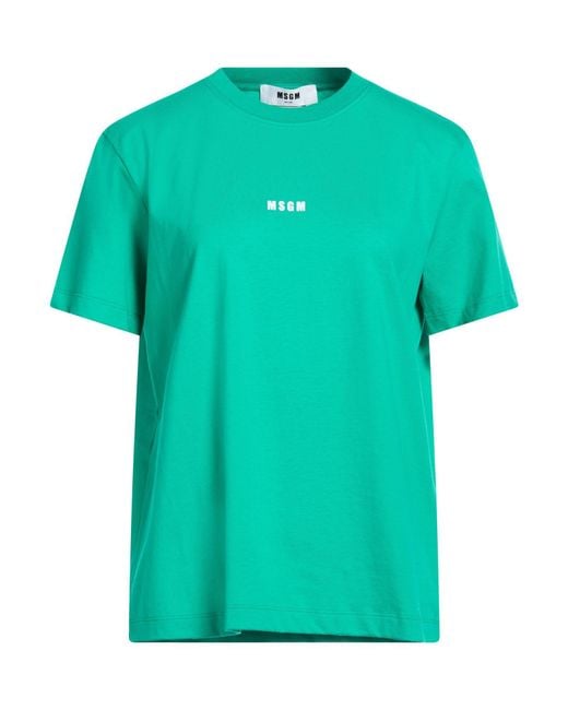 MSGM Green T-Shirt Cotton