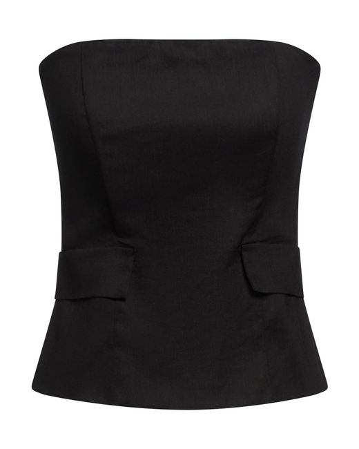 ALESSIA SANTI Black Top Linen, Viscose, Elastane