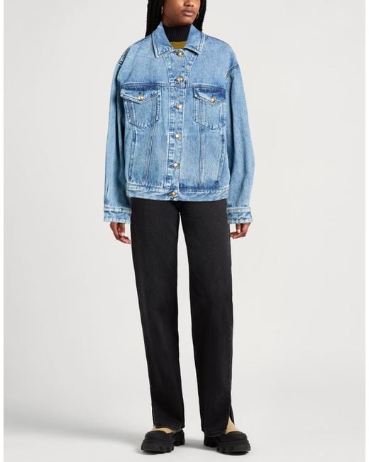 Palm Angels Blue Denim Outerwear Cotton, Polyester