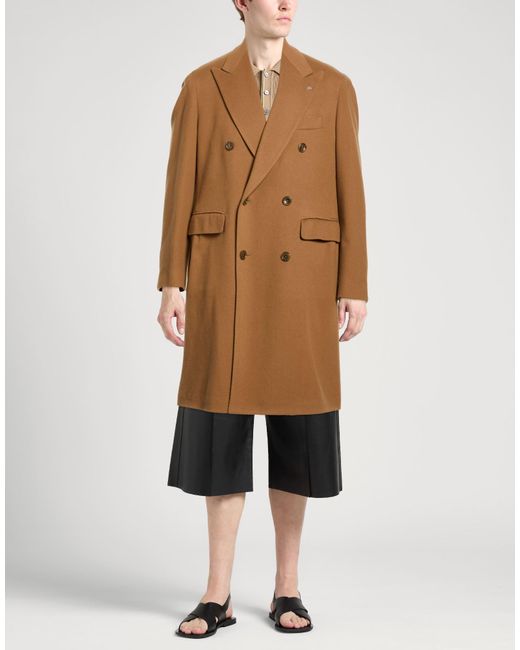 Tagliatore Brown Camel Coat Virgin Wool, Cashmere for men