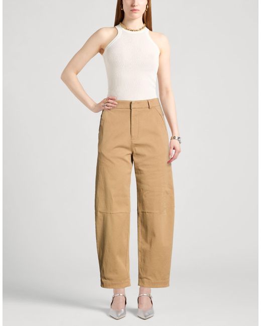 Tela Natural Camel Pants Cotton, Elastane