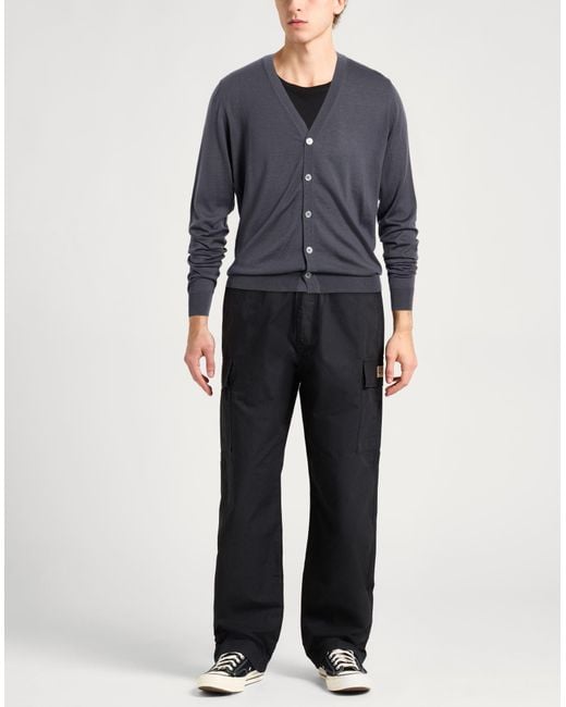 Drumohr Blue Charcoal Cardigan Super 140S Wool for men