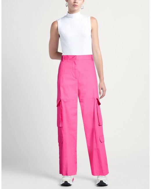 Manuel Ritz Pink Fuchsia Pants Cotton, Elastane