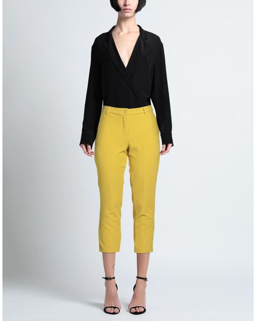 White Wise Yellow Pants Polyester, Elastane