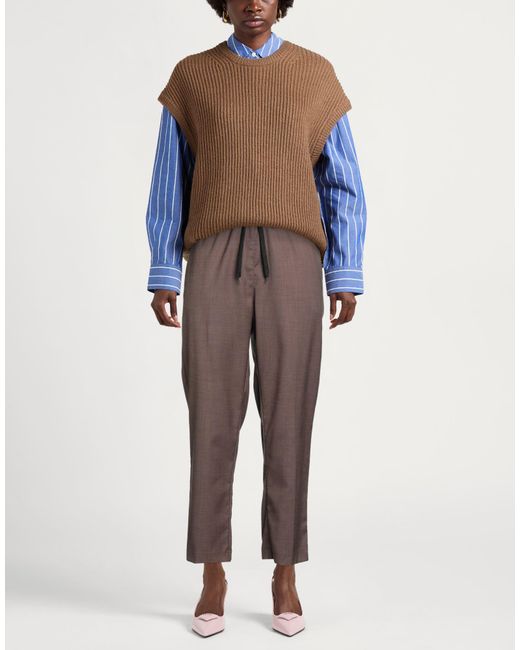 MEIMEIJ Brown Pants Polyester, Viscose, Elastane, Acetate