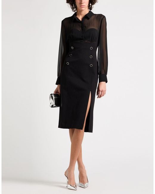 Hanita Black Midi Dress Viscose, Nylon, Elastane, Polyester