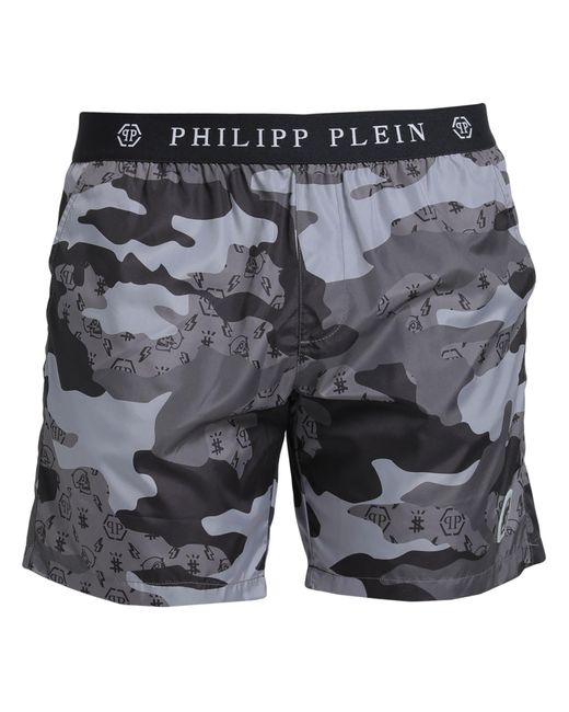 Philipp Plein Gray Swim Trunks for men