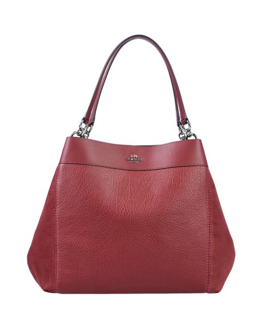 COACH Leather Handbag in Maroon (Red) - Lyst