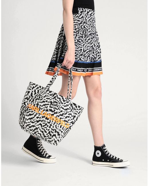 Karl Lagerfeld White K/Zebra Shopper -- Handbag Recycled Cotton, Cotton