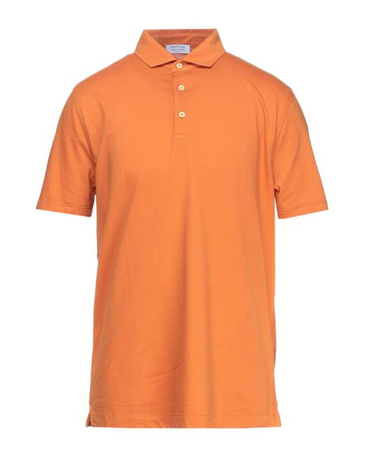Heritage Orange Polo Shirt Cotton, Elastane for men