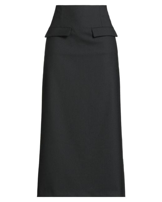 MEIMEIJ Black Midi Skirt Polyester, Wool, Elastane, Acetate