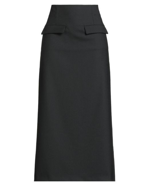 MEIMEIJ Black Midi Skirt Polyester, Wool, Elastane, Acetate