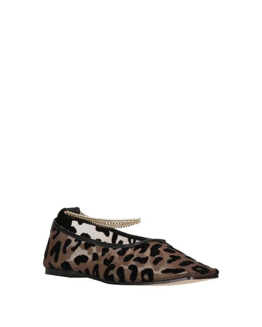 MARIA LUCA Black Ballet Flats Textile Fibers, Leather