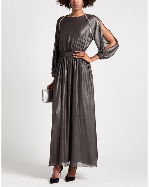Peserico Black Dark Maxi Dress Polyester, Polyurethane