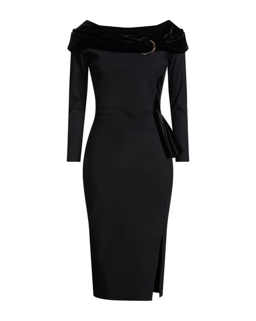 La Petite Robe Di Chiara Boni Black Midi Dress Polyester, Polyamide, Elastane