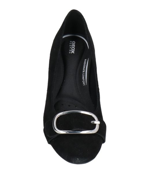 Geox Black Suede Buckle Kitten Heel Pumps