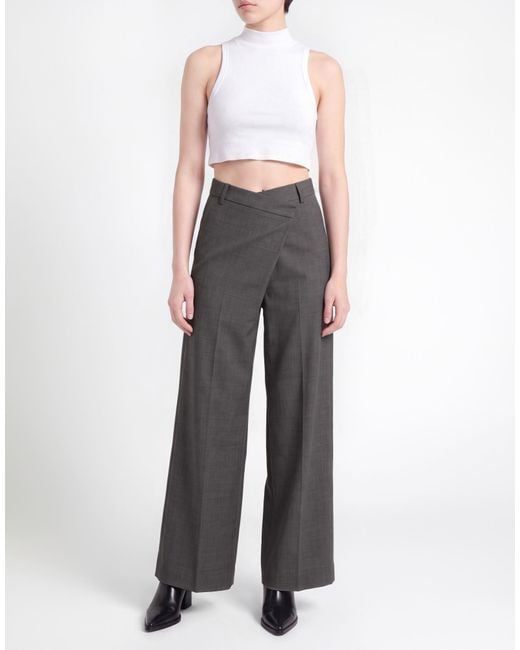 White Sand Gray Pants Wool, Polyester, Elastane