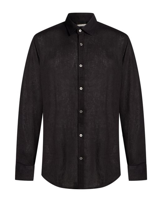 Messagerie Black Shirt Linen, Viscose for men