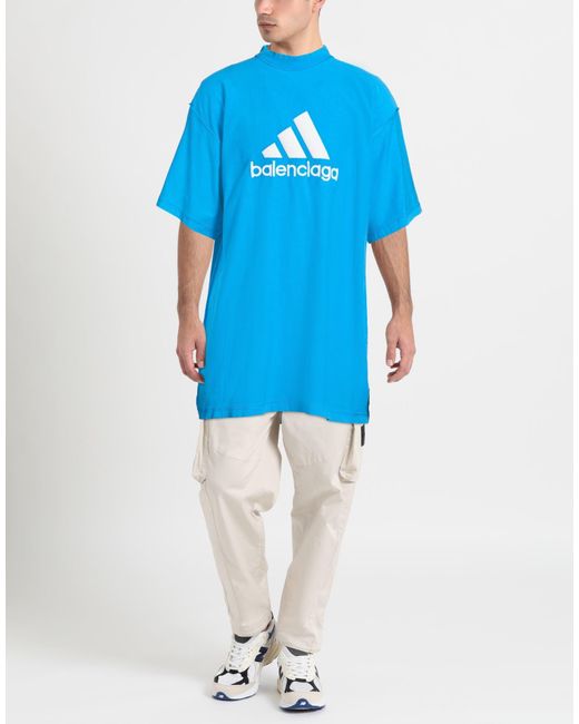 BALENCIAGA X ADIDAS Blue T-Shirt for men