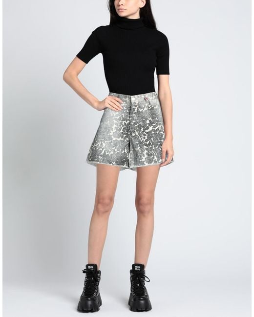 I LOVE MP Gray Denim Shorts Cotton, Elastane