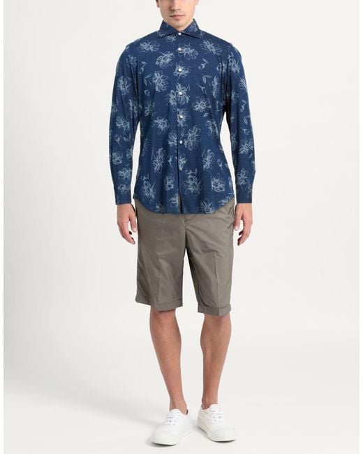 Finamore 1925 Blue Denim Shirts for men