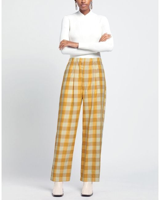 SOLOTRE Yellow Marigold Pants Cotton, Polyester