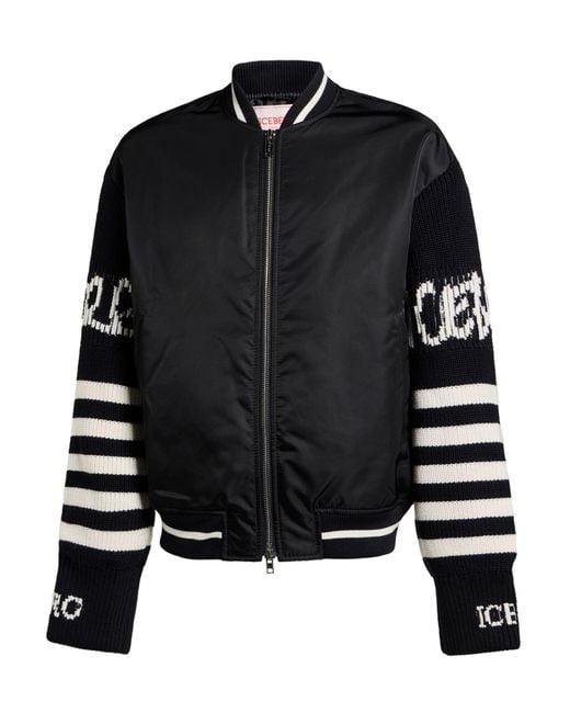Iceberg Black Jacket Polyamide, Polyester for men