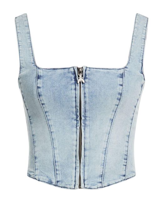 Patrizia Pepe Blue Top Cotton, Polyester, Elastane