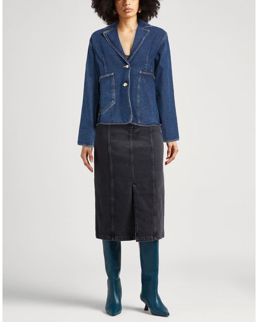 Saks Potts Blue Blazer Organic Cotton, Lambskin