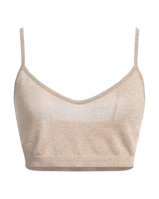 FEDERICA TOSI Natural Sand Top Viscose, Polyester, Metallic Polyester