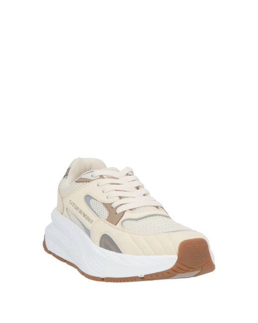 EA7 White Cream Sneakers Polyester, Polyurethane, Polyamide, Elastane