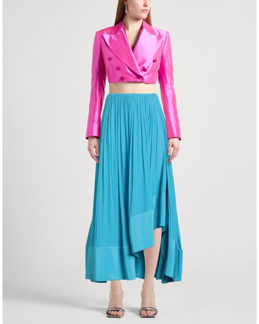 Lanvin Blue Maxi Skirt Polyester, Rayon