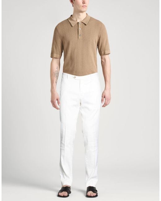 PT Torino White Pants Linen, Cotton, Elastane for men