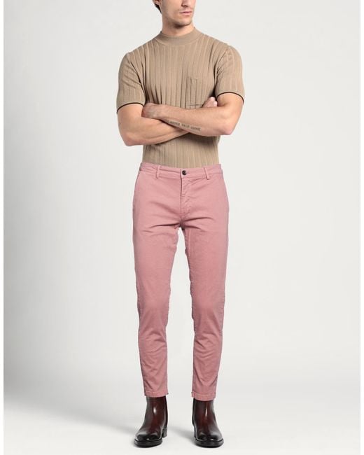 Yan Simmon Pink Pants Cotton, Elastane for men